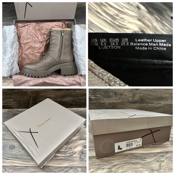 NIB Franco Sarto Jetson Taupe Leather Lugged Sole Combat Boots 8.5M - Picture 9 of 11